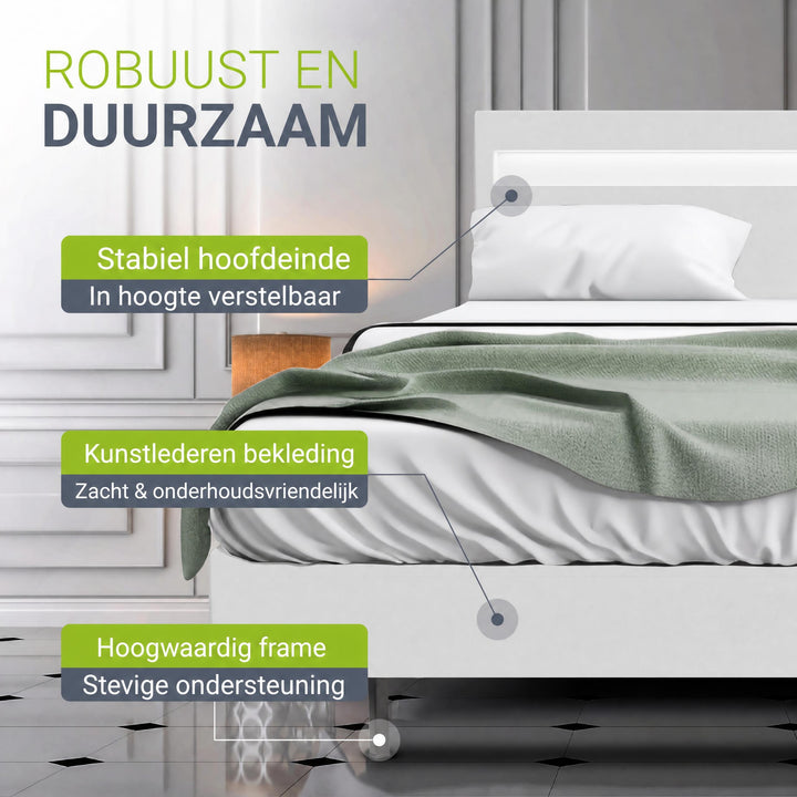 Zwevend bed Lissabon 140x200 cm – kunstleerlook met LED