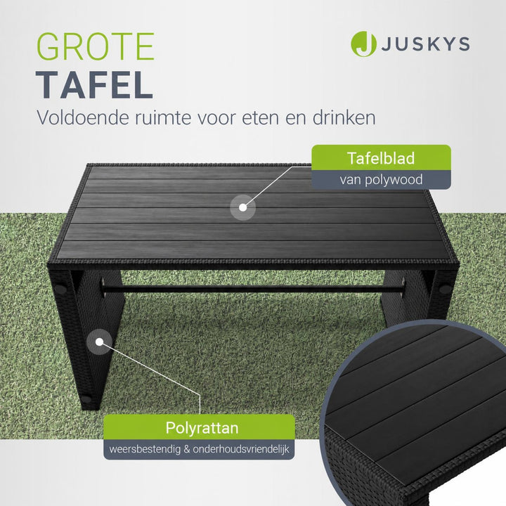 Wicker tuinset Jamaika 2-in-1 – voor 2 tot 4 personen, grijs