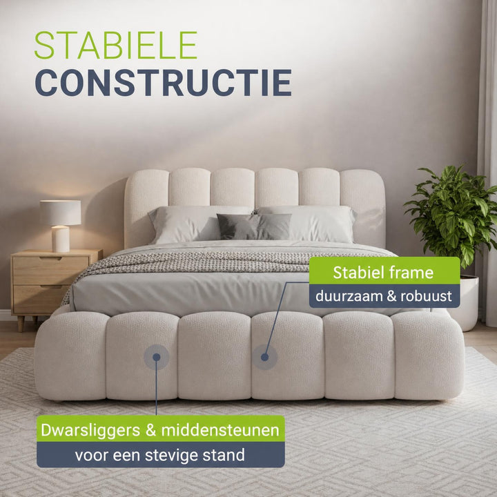 Gestoffeerd bed Catania 180x200 cm – bouclé met lattenbodem