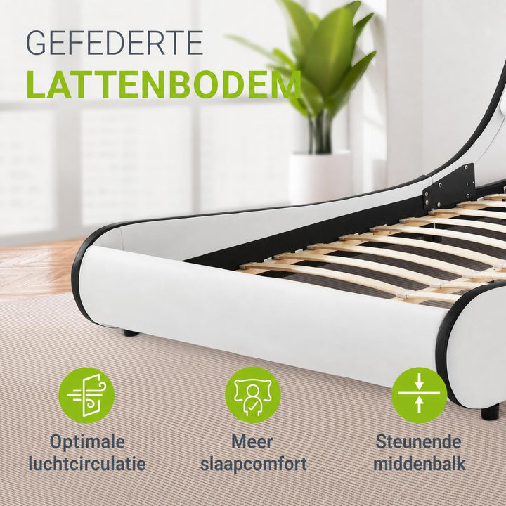 Gestoffeerd bed Valencia 140x200 cm – kunstleer met LED