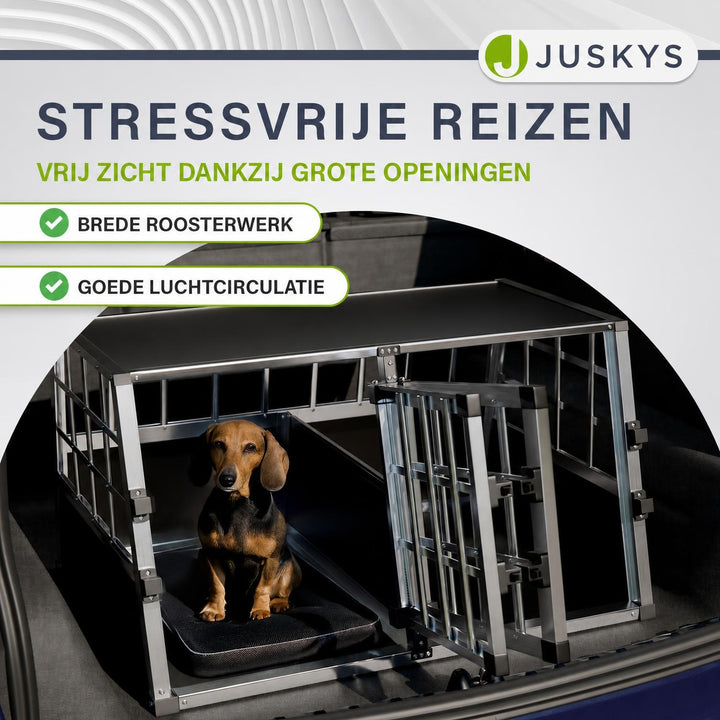 Hondenbench voor in de auto – aluminium, maat M met ventilatie