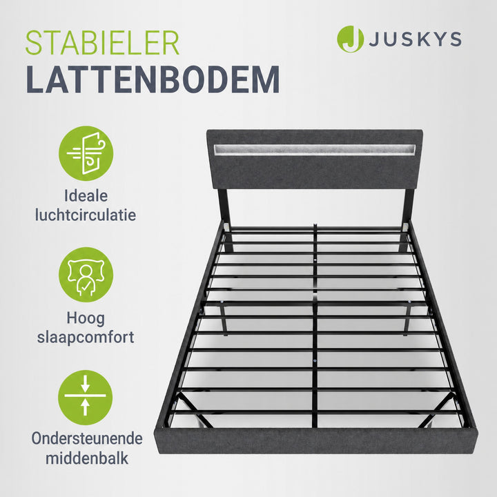 Zwevend bed Lissabon 140x200 cm – kunstleerlook met LED