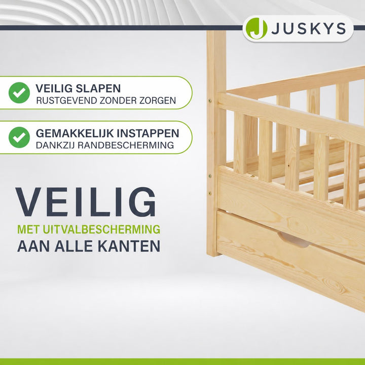 Kinderbed Marli 90x200 cm met bedlade – huisbed, wit