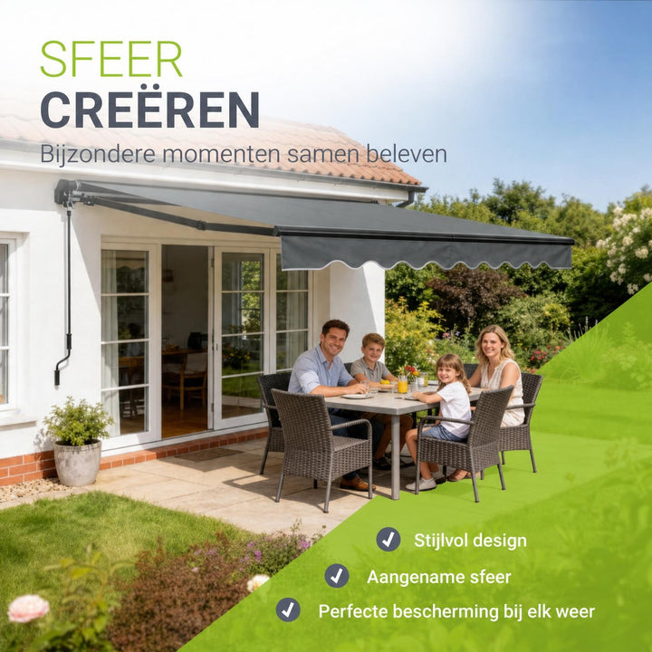 Knikarmscherm met zwengel – 250x200 tot 400x300 cm