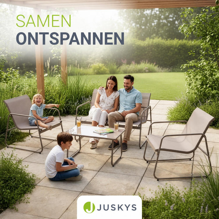 Loungeset Genua – 4-delig met 2-zitsbank, stoelen en tafel