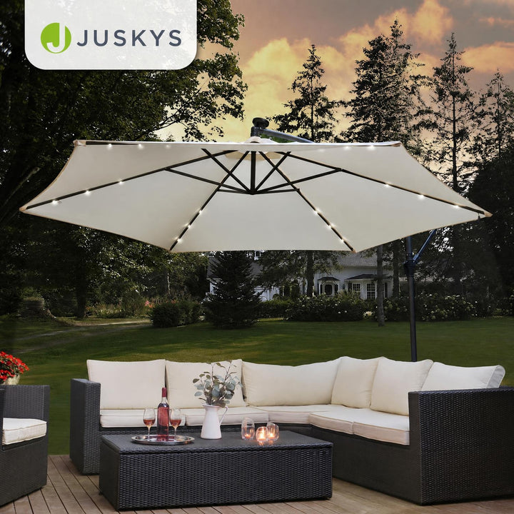 Zweefparasol Brazil 350 cm – met ledverlichting en voet