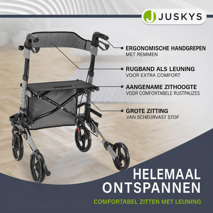 Rollator Vital van aluminium – inklapbaar, met zitje, tot 130 kg