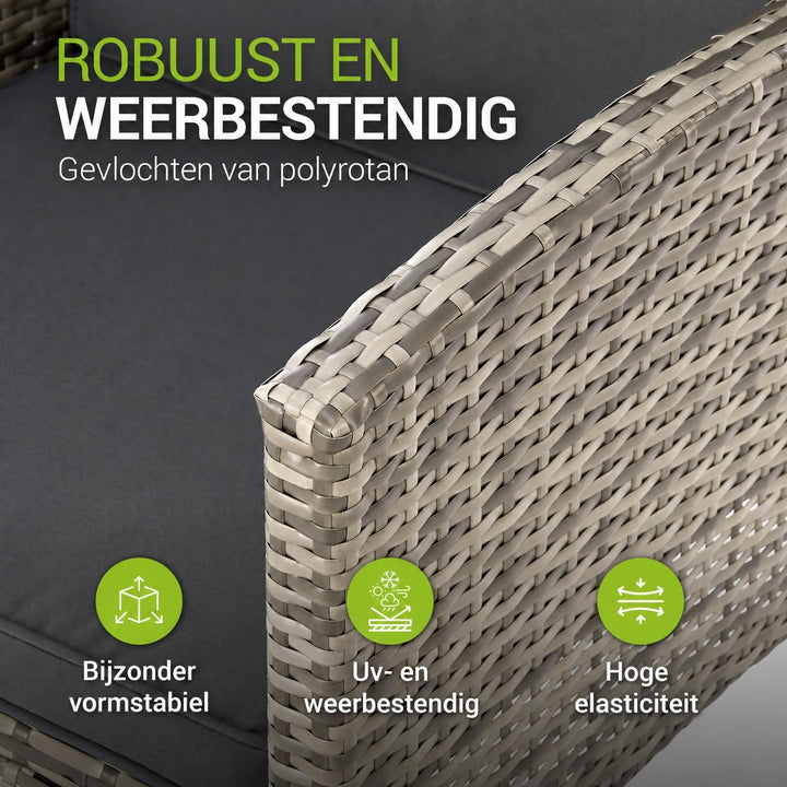 Wicker tuinset Turin – 6-delig voor 7 personen, incl. kussens