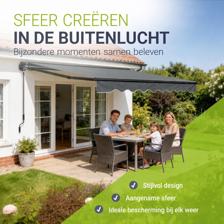 Knikarmscherm met zwengel – 250x200 tot 400x300 cm