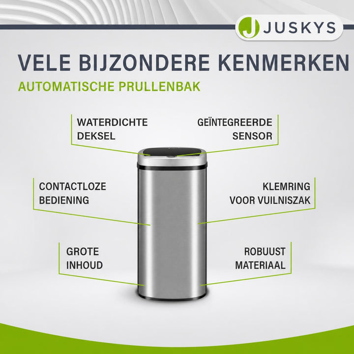 Sensor prullenbak 50 liter – rechthoekig, automatisch deksel