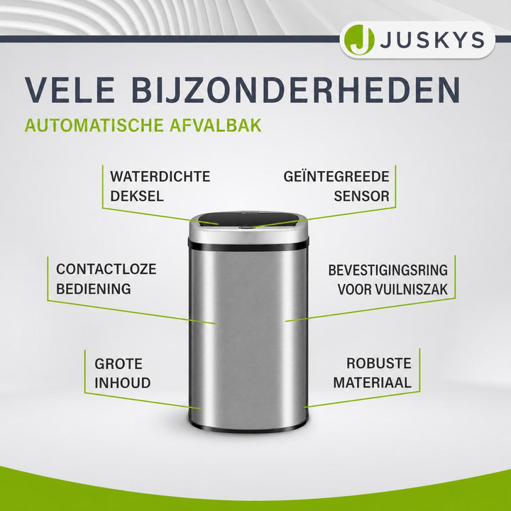 Sensor prullenbak 50 liter – rechthoekig, automatisch deksel