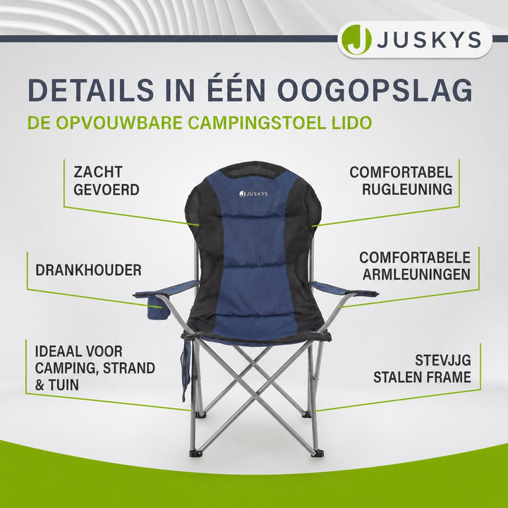 Campingstoel Lido – opvouwbaar, met bekerhouder en draagtas