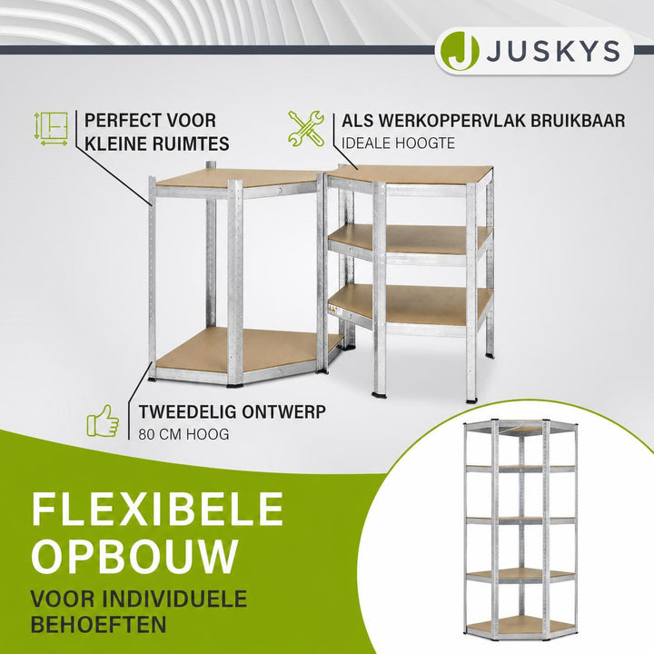 Metalen hoekstelling Corner Basic – 180x70x40 cm, 5 planken