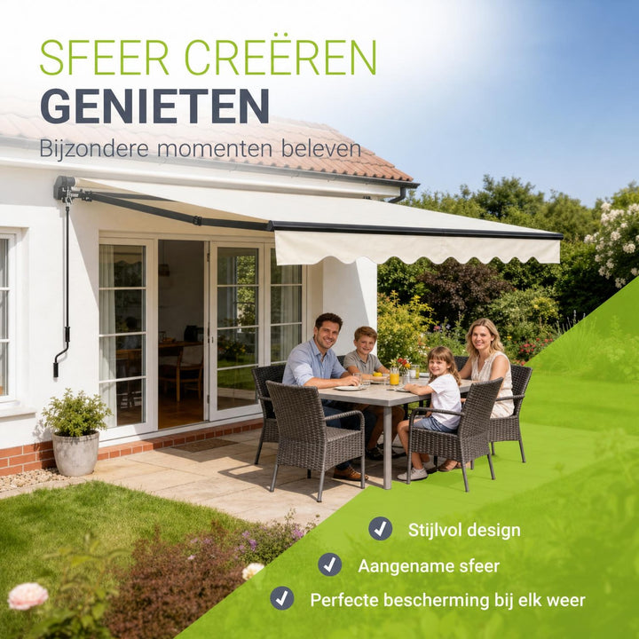 Knikarmscherm met zwengel – 250x200 tot 400x300 cm