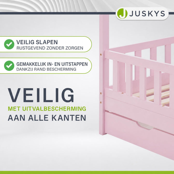 Kinderbed Marli 90x200 cm met bedlade – huisbed, wit