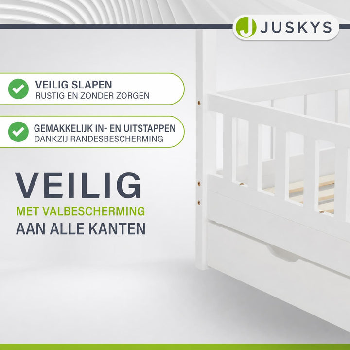 Kinderbed Marli 90x200 cm met bedlade – huisbed, wit