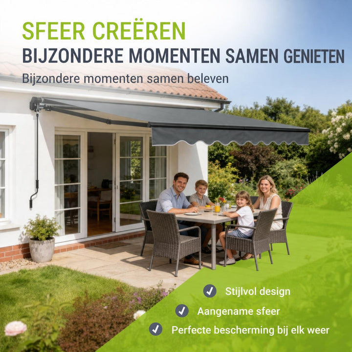 Knikarmscherm met zwengel – 250x200 tot 400x300 cm