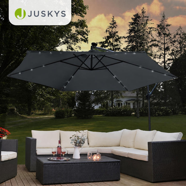 Zweefparasol Brazil 350 cm – met ledverlichting en voet