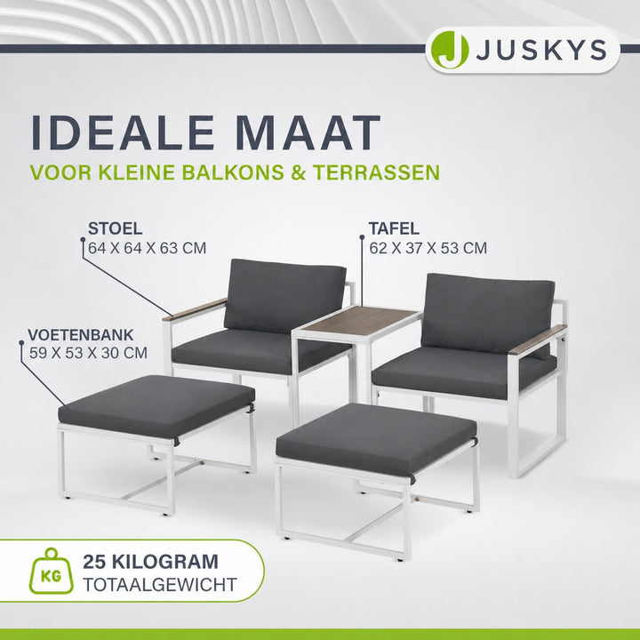 Wicker loungeset Bari – 5-delig voor 2 personen, grijs