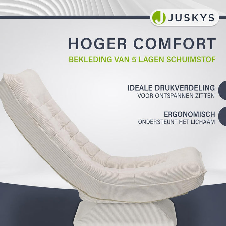 Relaxfauteuil Korsika van ribstof – 360° draaibaar, beige