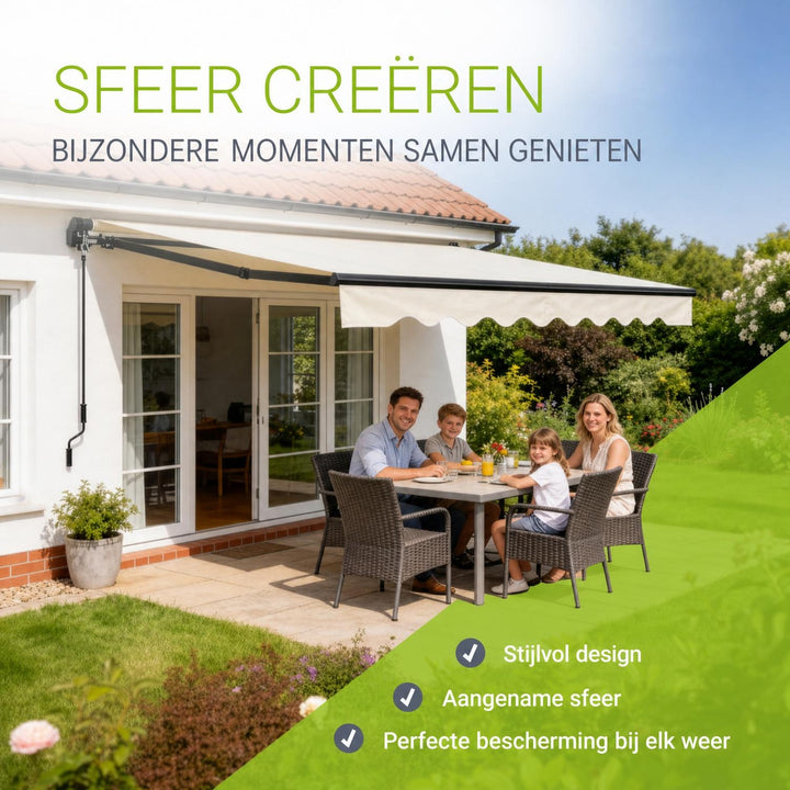 Knikarmscherm met zwengel – 250x200 tot 400x300 cm