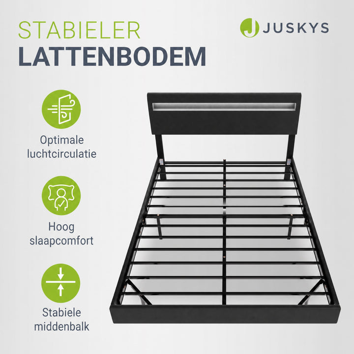 Zwevend bed Lissabon 140x200 cm – kunstleerlook met LED