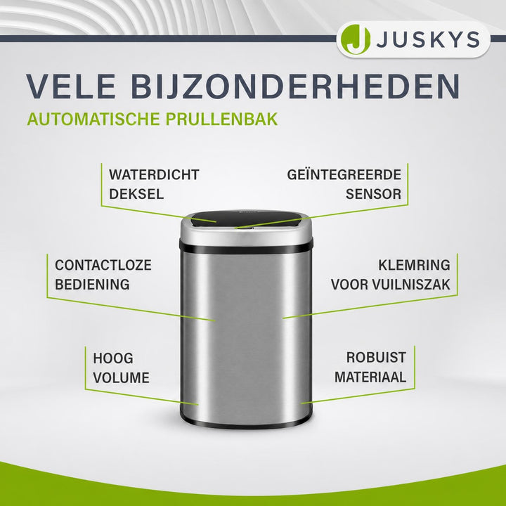 Sensor prullenbak 50 liter – rechthoekig, automatisch deksel