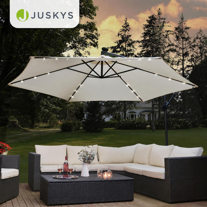 Zweefparasol Brazil 350 cm – met ledverlichting en voet