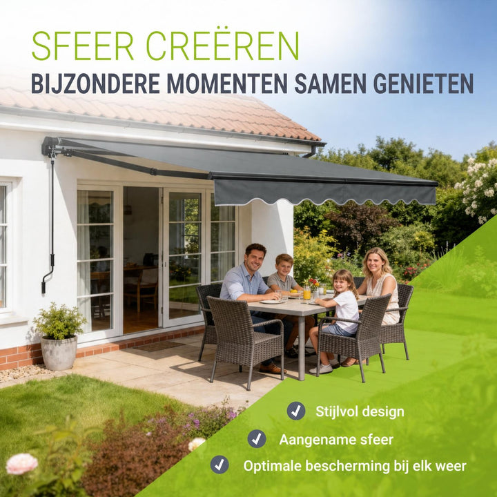 Knikarmscherm met zwengel – 250x200 tot 400x300 cm