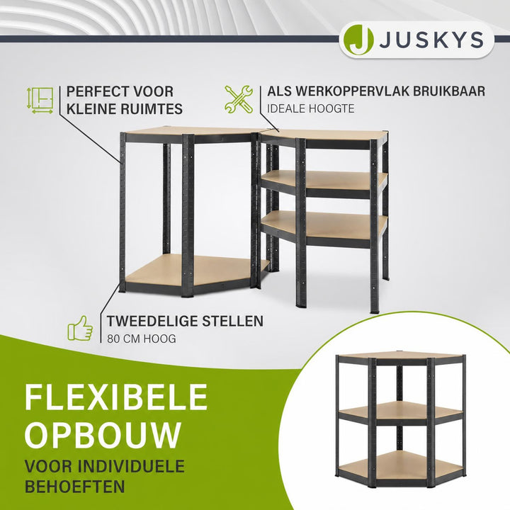 Metalen hoekstelling Corner Basic – 180x70x40 cm, 5 planken