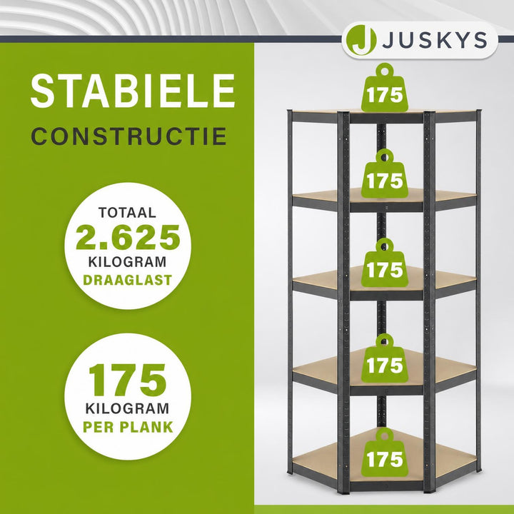 Metalen stellingkast set van 3 – Corner & 2x Basic, 15 planken