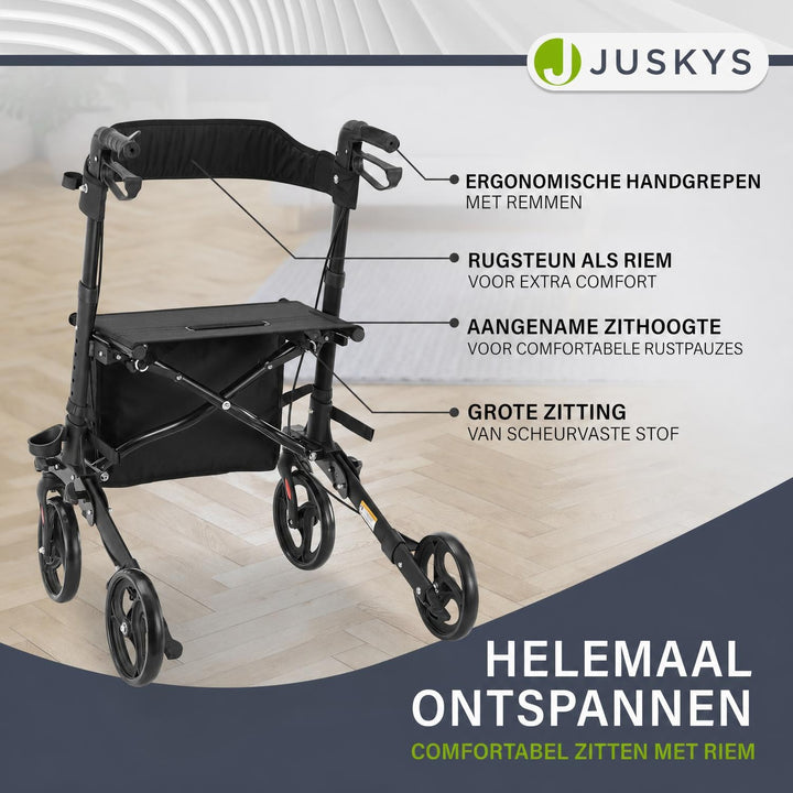 Rollator Vital van aluminium – inklapbaar, met zitje, tot 130 kg