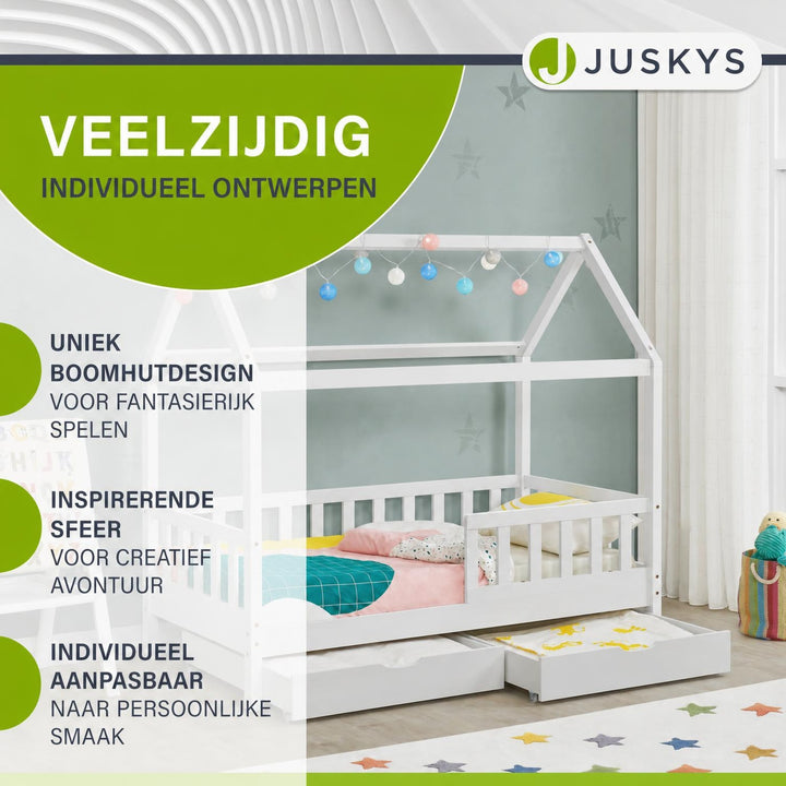 Kinderbed Marli 90x200 cm met bedlade – huisbed, wit