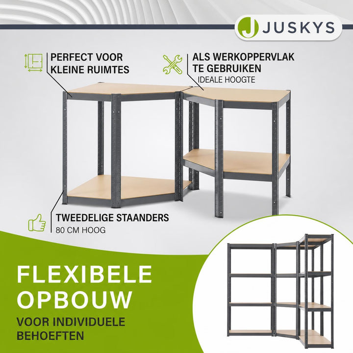 Metalen stellingkast set van 3 – Corner & 2x Easy, MDF-planken