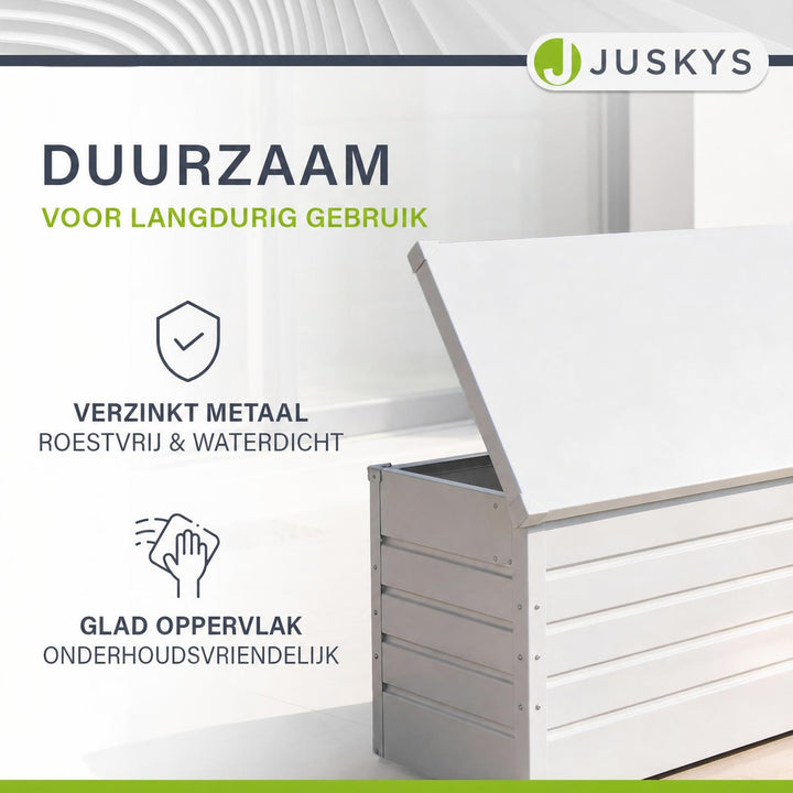 Metalen kussenbox Limani – 380 liter, afsluitbaar en weerbestendig