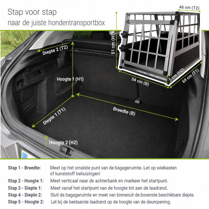 Hondenbench voor in de auto – aluminium, maat M met ventilatie