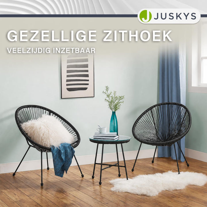 Balkonset Ostana – 3-delig, tafel en 2 loungestoelen