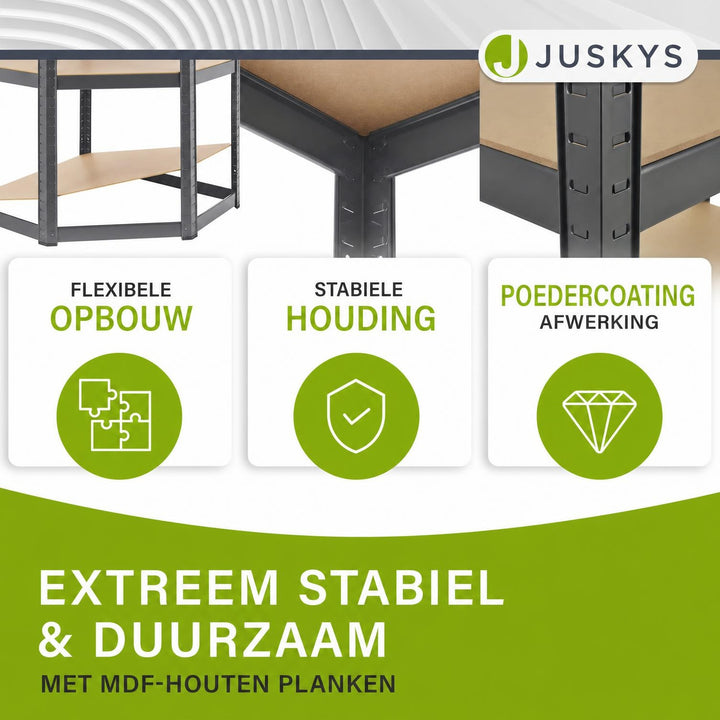 Metalen hoekstelling Corner Easy – 160x75x40-75 cm, MDF-planken