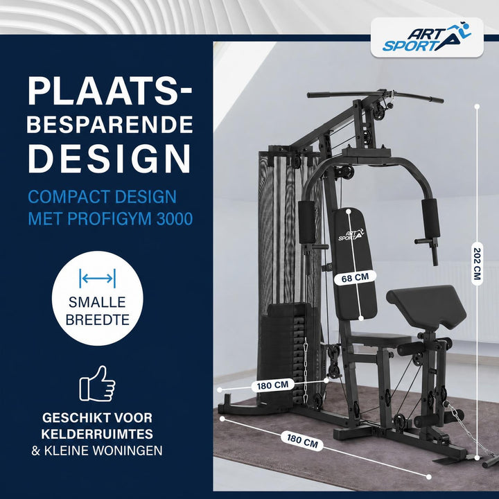Krachtstation ProfiGym 3000 – 14 gewichten tot 77 kg, staal
