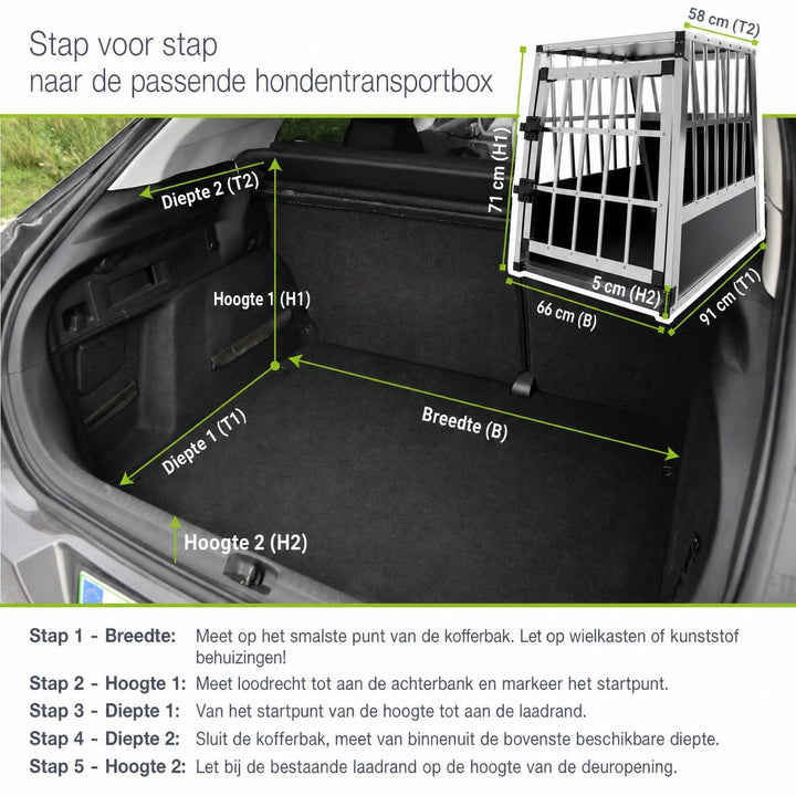 Hondenbench voor in de auto – aluminium, maat M met ventilatie