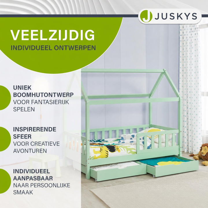 Kinderbed Marli 90x200 cm met bedlade – huisbed, wit