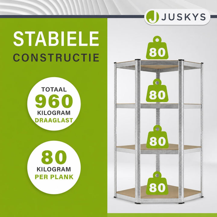 Metalen stellingkast set van 3 – Corner & 2x Easy, MDF-planken