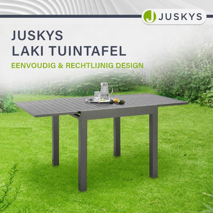 Tuintafel Laki – uitschuifbaar, aluminium, 70x70 cm