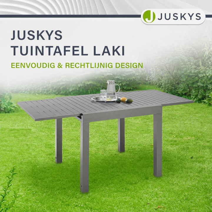 Tuintafel Laki – uitschuifbaar, aluminium, 70x70 cm