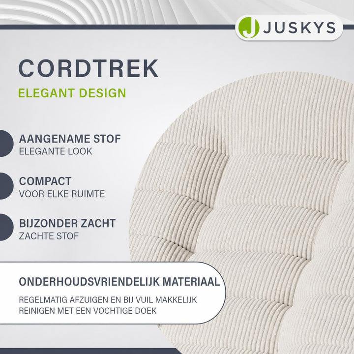 Relaxfauteuil Korsika van ribstof – 360° draaibaar, beige