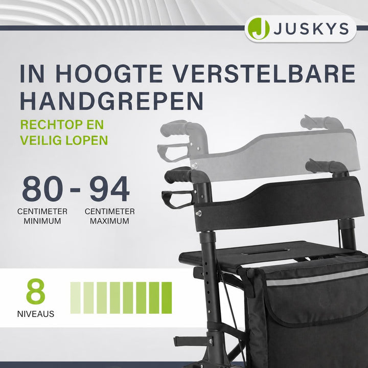 Rollator Vital van aluminium – inklapbaar, met zitje, tot 130 kg
