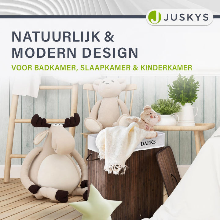 Bamboe wasmand Curly – 72 liter, met deksel en waszak