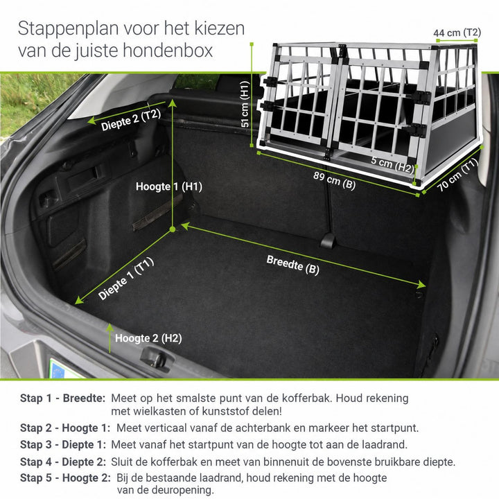Hondenbench voor in de auto – aluminium, maat M met ventilatie
