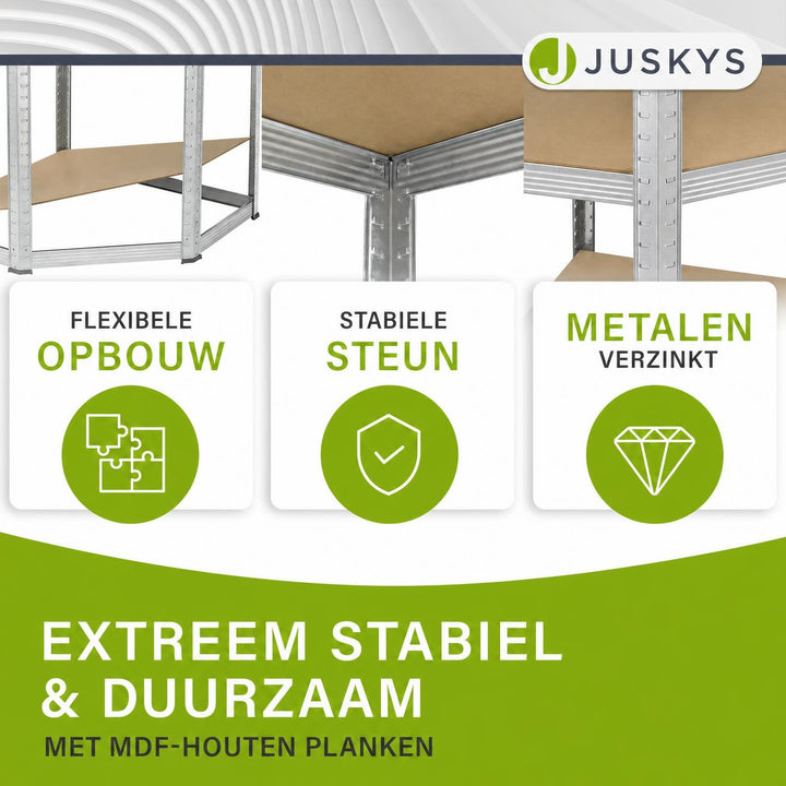 Metalen stellingkast set van 3 – Corner & 2x Easy, MDF-planken