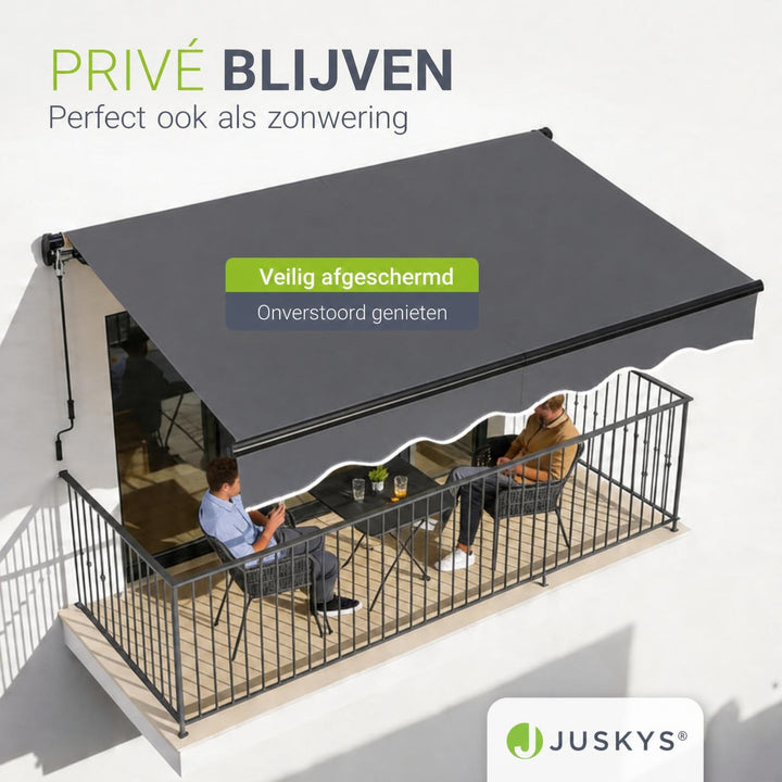 Knikarmscherm met zwengel – 250x200 tot 400x300 cm